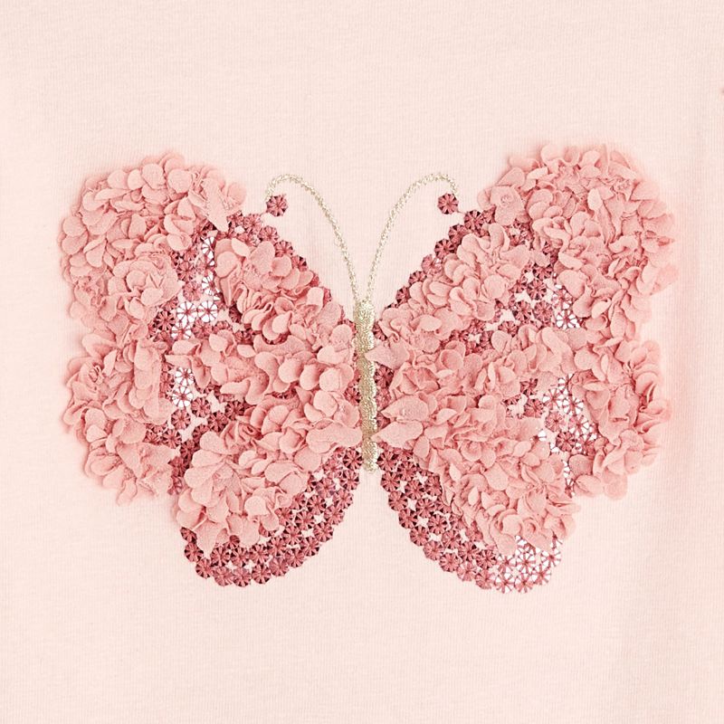 T-shirt sequins papillon rose bébé fille Rose