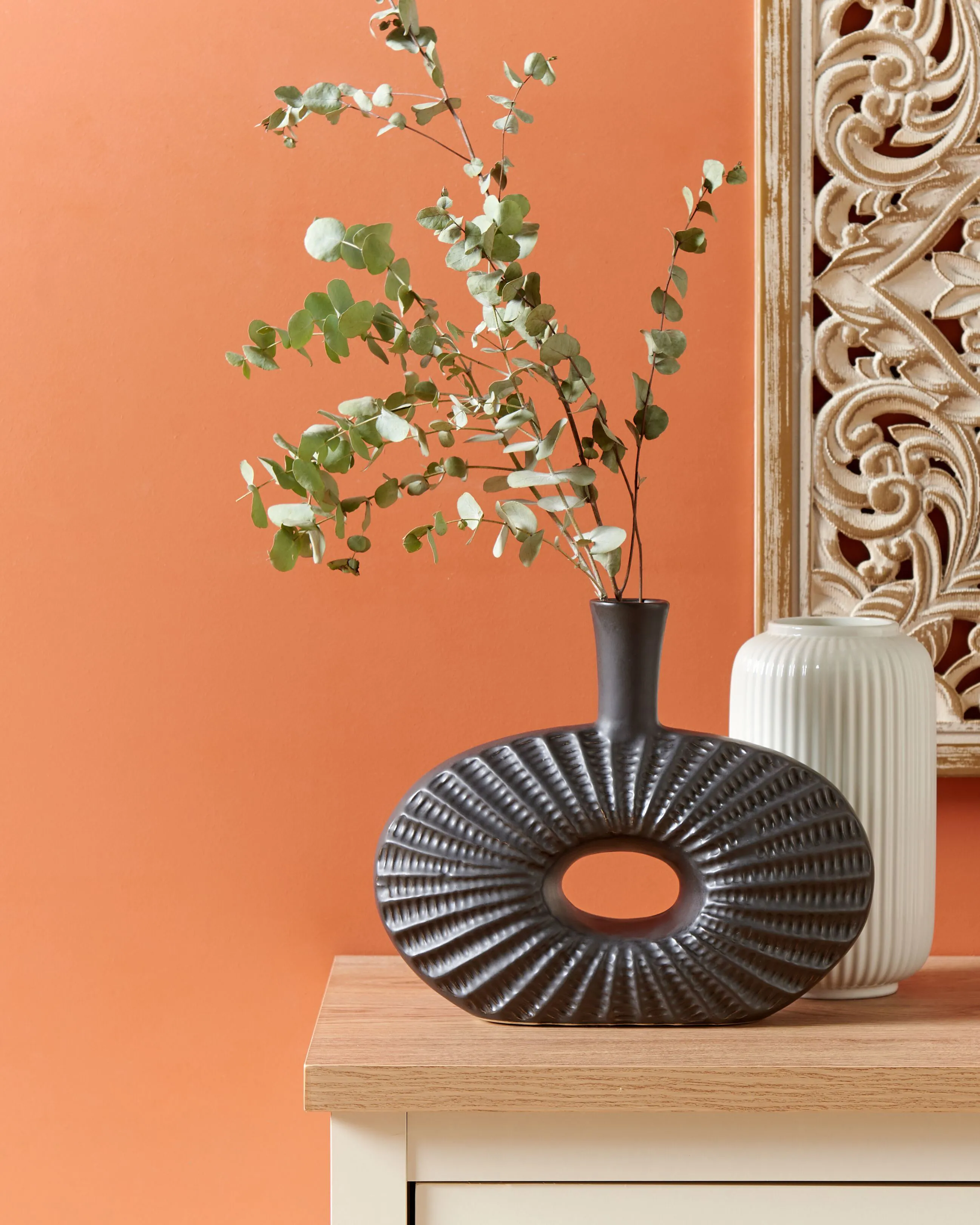 Decoratieve vaas ARWAD Steengoed 24 cm Zwart
