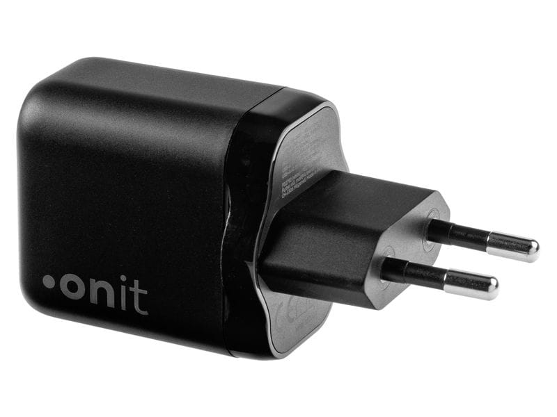 onit USB-Wandladegerät Dual 1C1A 25 W GaN Schwarz Ladeadapter mit einem USB-C- und einem USB-A-Port
