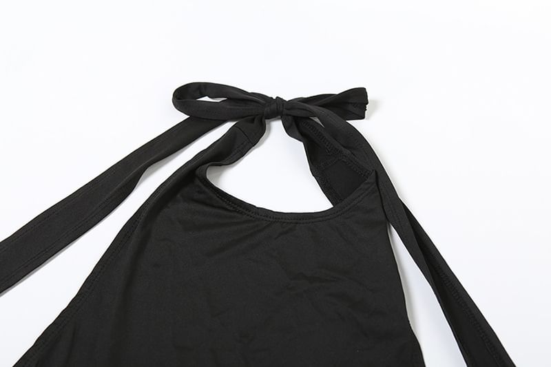 Weaveal - Mouwloze jumpsuit met open rug en effen stof