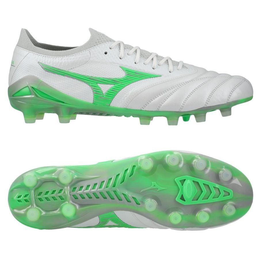 Mizuno Morelia Neo IV Beta Made in Japan FG/AG Frontier - Blanc/Vert Néon/Cool Gray