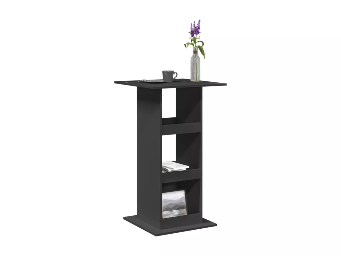Table de bar avec rangement noir 60x60x102 cm bois d’ingénierie