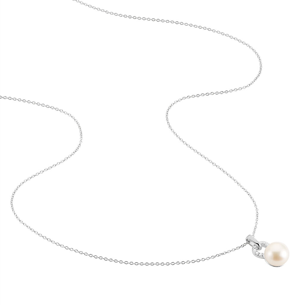 Collier Lilio Argent Blanc Perle De Culture Et Oxyde De Zirconium
