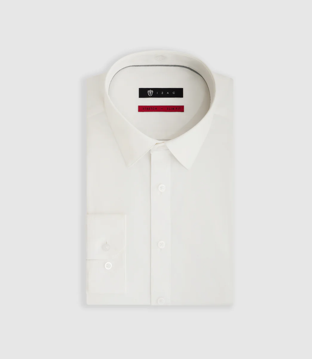 Chemise en popeline stretch écru 