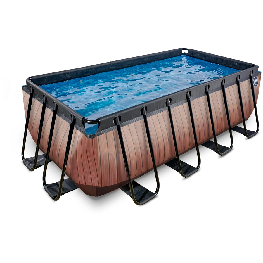 EXIT Frame Pool 4x2x1.22m (12v Filterpumpe) – Holz Optik