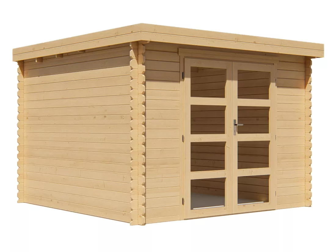 Abri de jardin en bois avec toit plat 9,86 m² épaisseur 28 mm - LOTAVI