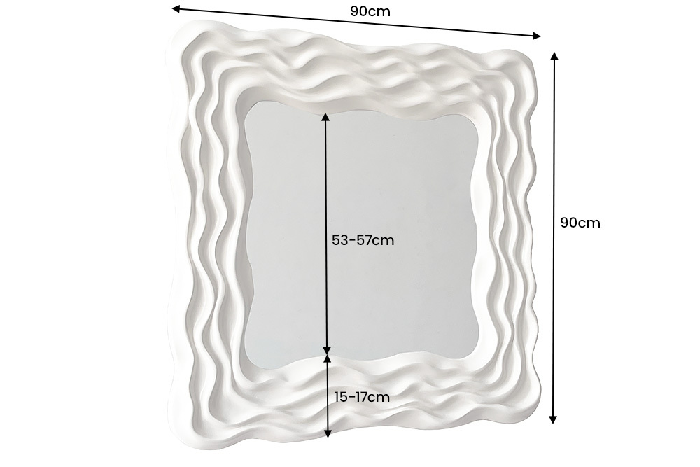 Moderner Wandspiegel WAVE 90cm greige abstraktes Wellen-Design quadratisch