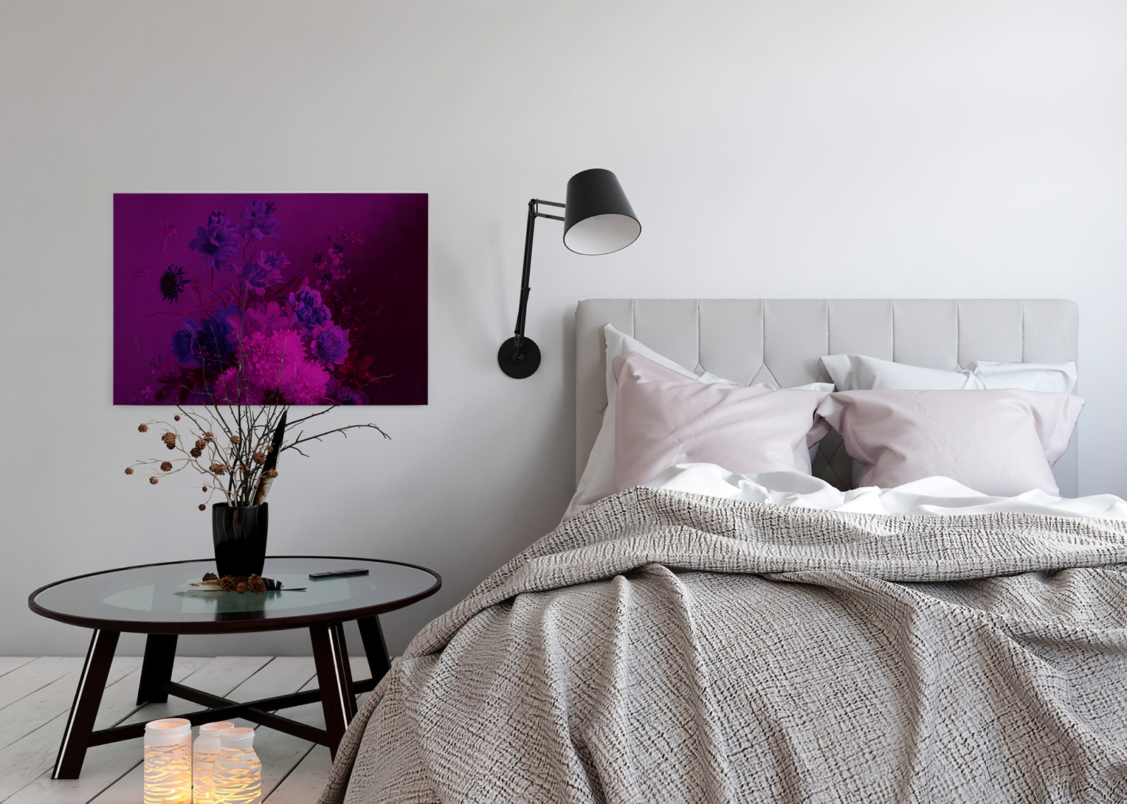 Leinwandbild BLUMEN-BOUQUET - lila - 90x60 cm