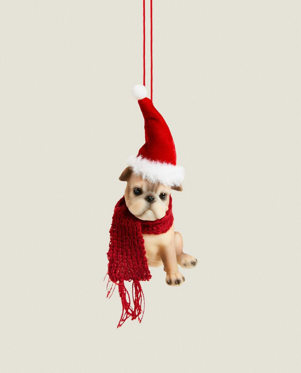 DECORAÇÃO DE NATAL DE BULLDOG EM RESINA