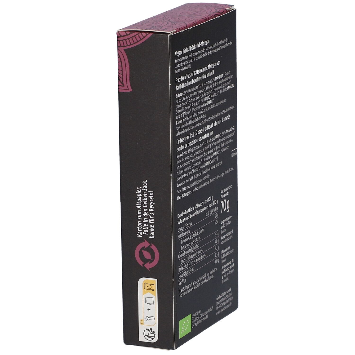 Govinda Vegane Bio Pralinés Dattel-Marzipan