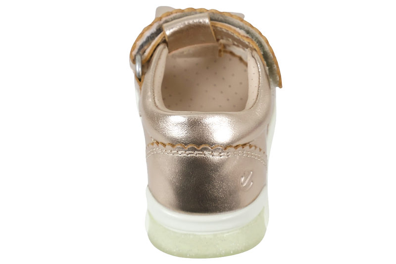 ECCO MINI STRIDE FISHERMAN BOW NATURE FOILED METALLIC SANDAL