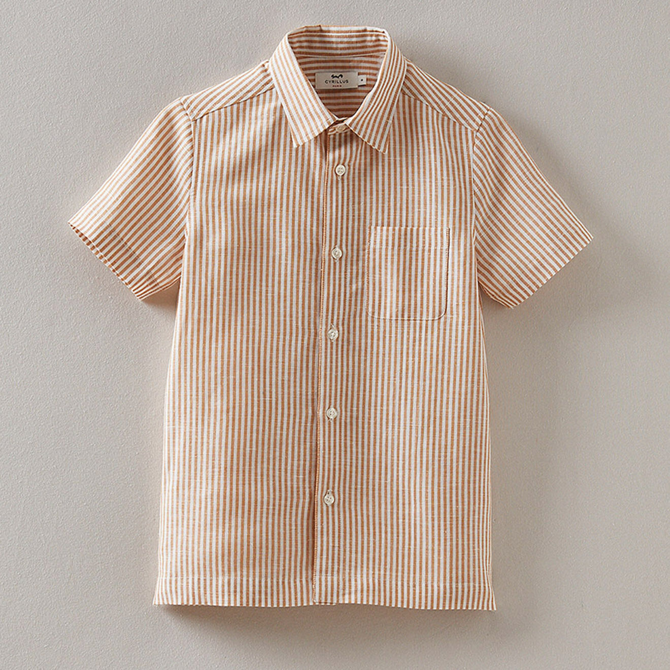 Cyrillus Chemise en Coton & Lin rayée orange