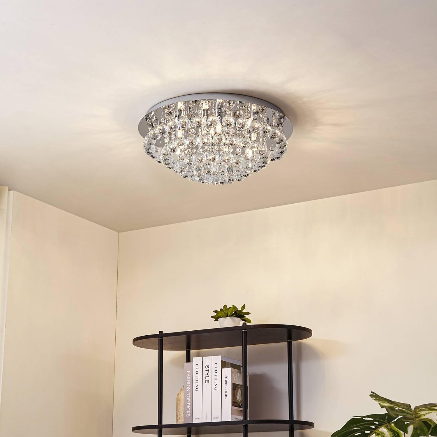 Lindby Kristall Deckenlampe chrom, Kronleuchter Deckenleuchte 8x G9 ohne Leuchtmittel Wohnzimmerlampe Schlafzimmerlampe Esszimmerlampe Büro