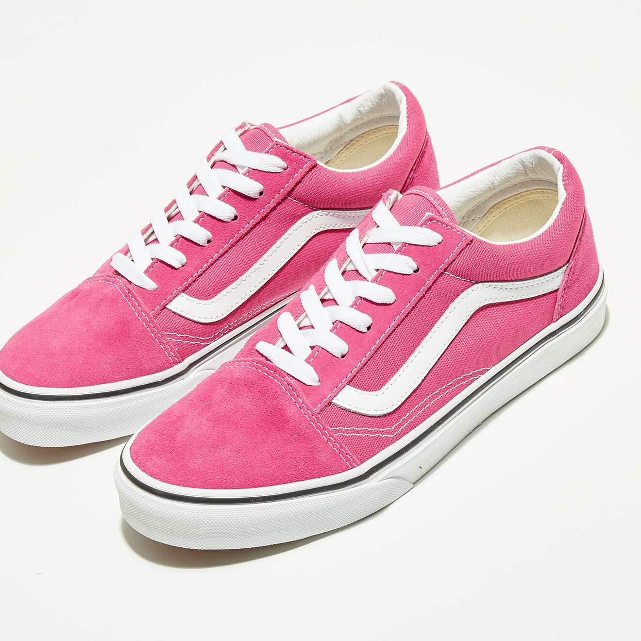 Vans Sneakers en Toile & Velours de Cuir Old Skool roses