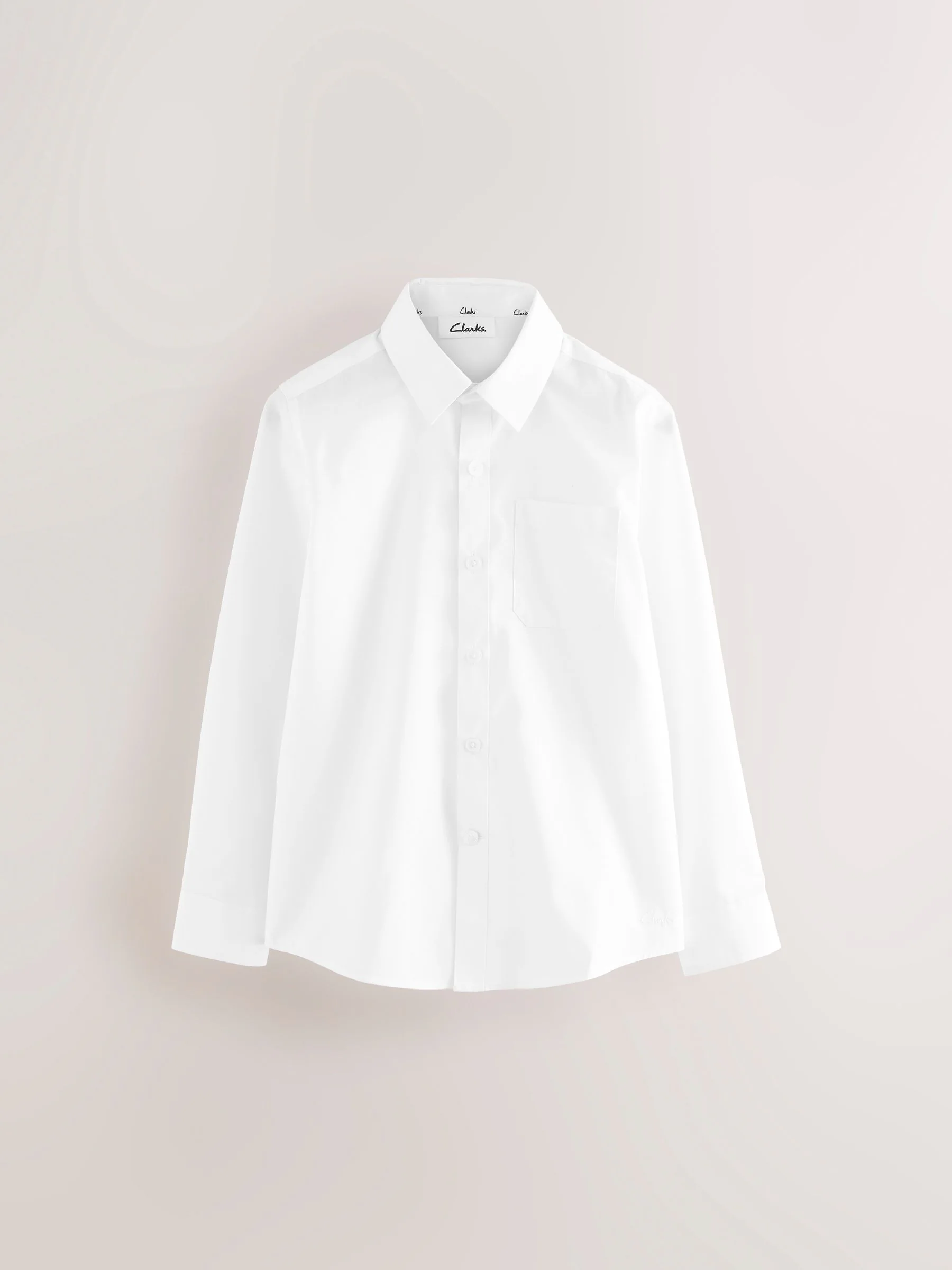 Wit - Clarks Long Sleeve School Shirts 3 Pack