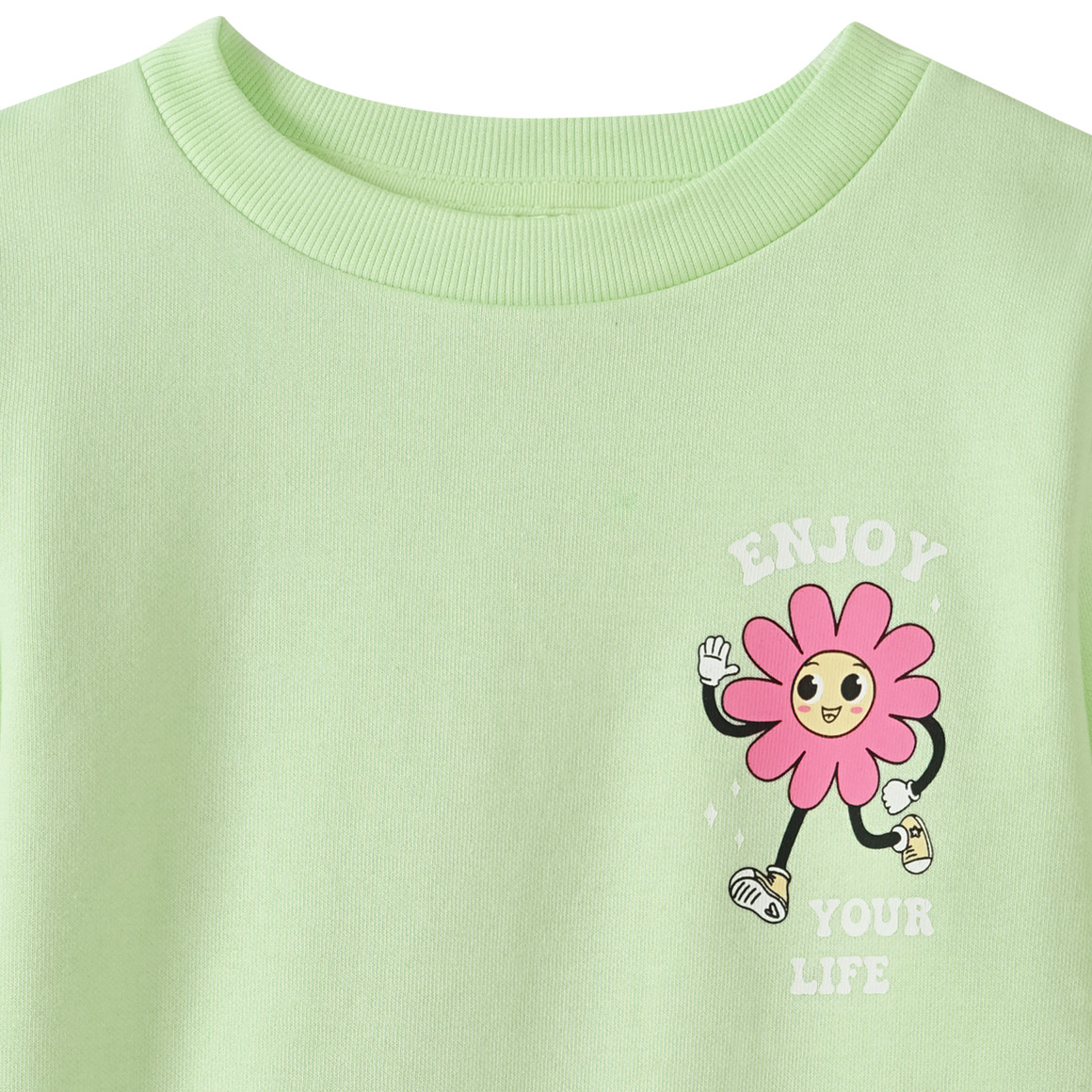 Famy Mädchen Sweatshirt mit Blumen-Print hellgrün