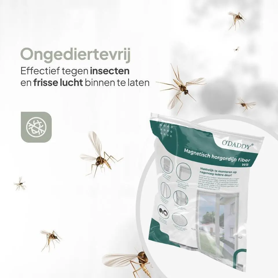O'DADDY Deurgordijn Deluxe FIBER 92x230 - Magnetisch Vliegengordijn Wit