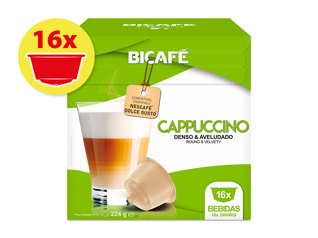 CÁPSULAS BICAFÉ CAFÉ COMPATÍVEL DOLCE GUSTO CAPPUCCINO 16UN
