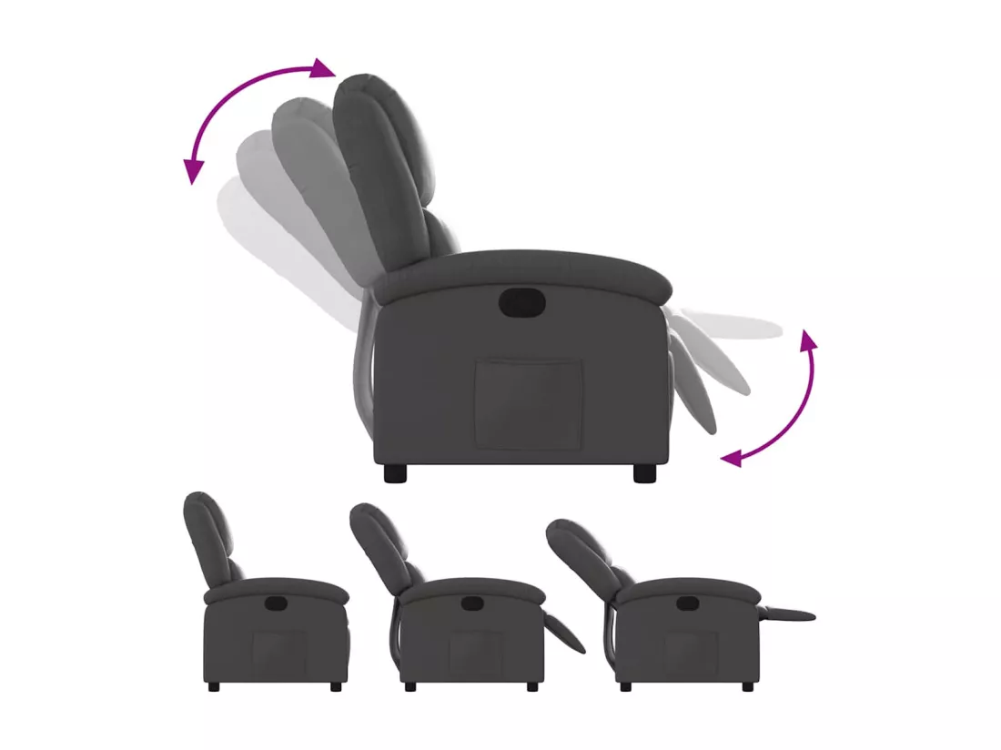 Fauteuil inclinable gris cuir véritable