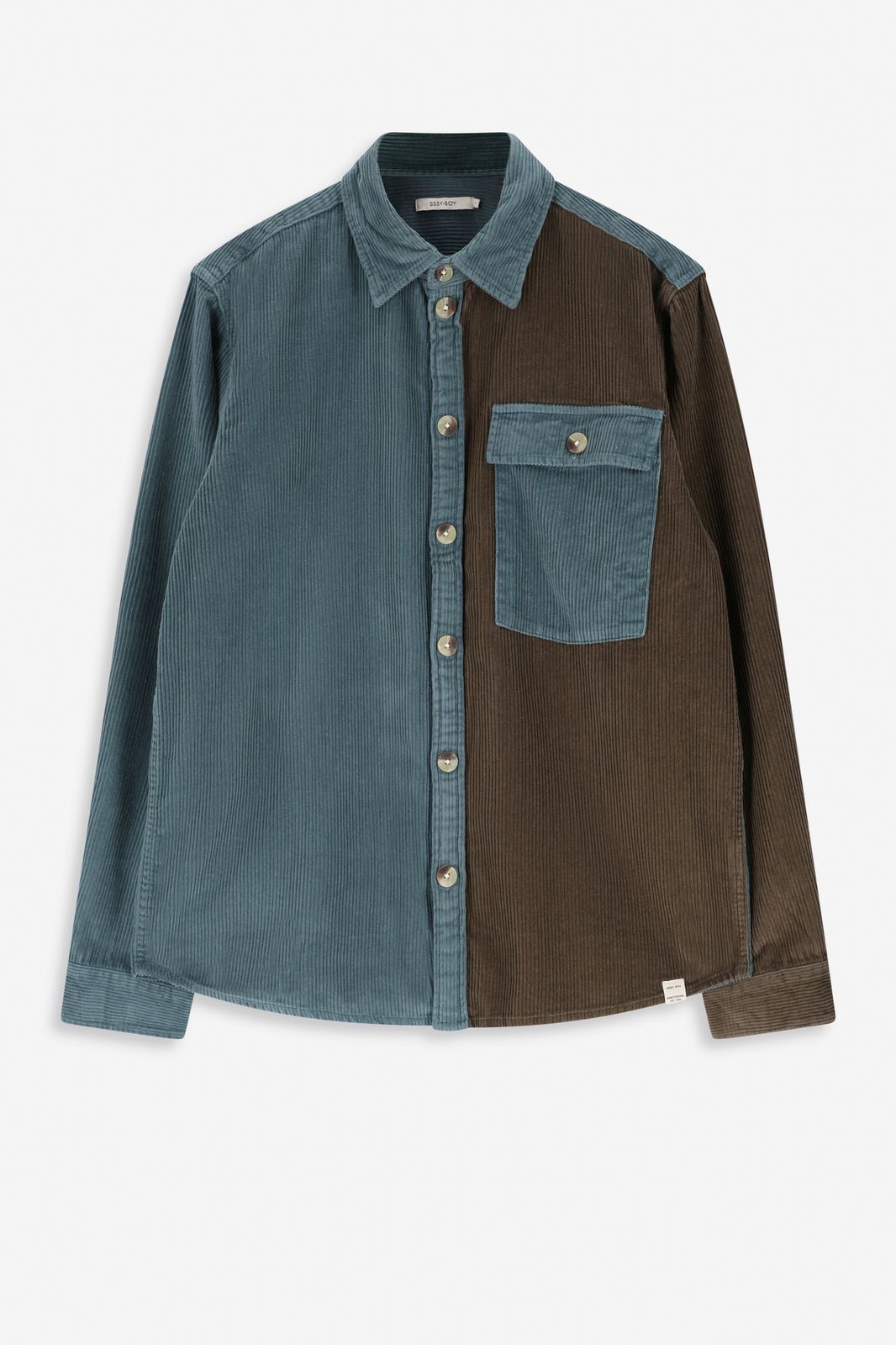 Blauw colourblock overhemd