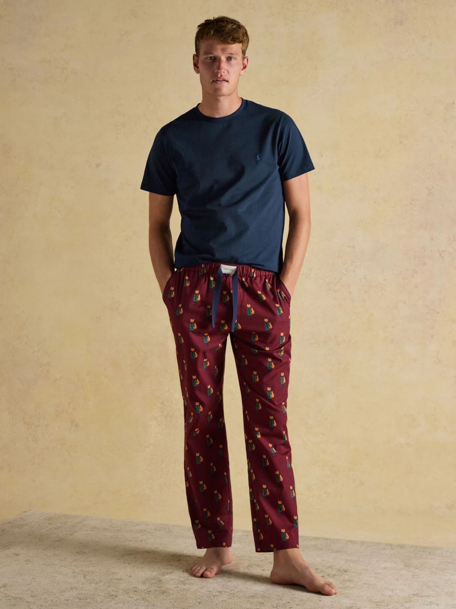 Bordeauxrood - Joules Dozer pyjamabroek
