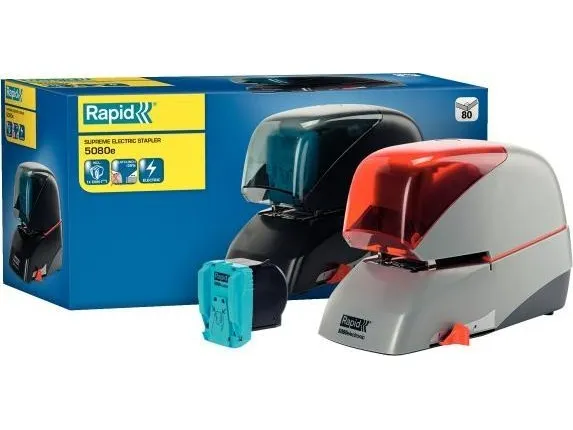 Hæftemaskine Rapid Supreme R5080e elektrisk til 80 ark sølv/orange