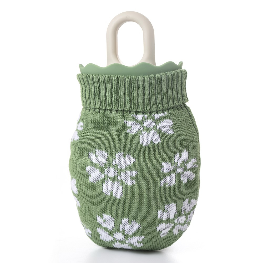 (260ml) 14x10cm Wärmeflasche Handwärmer mit Stoff Bezug - Grün