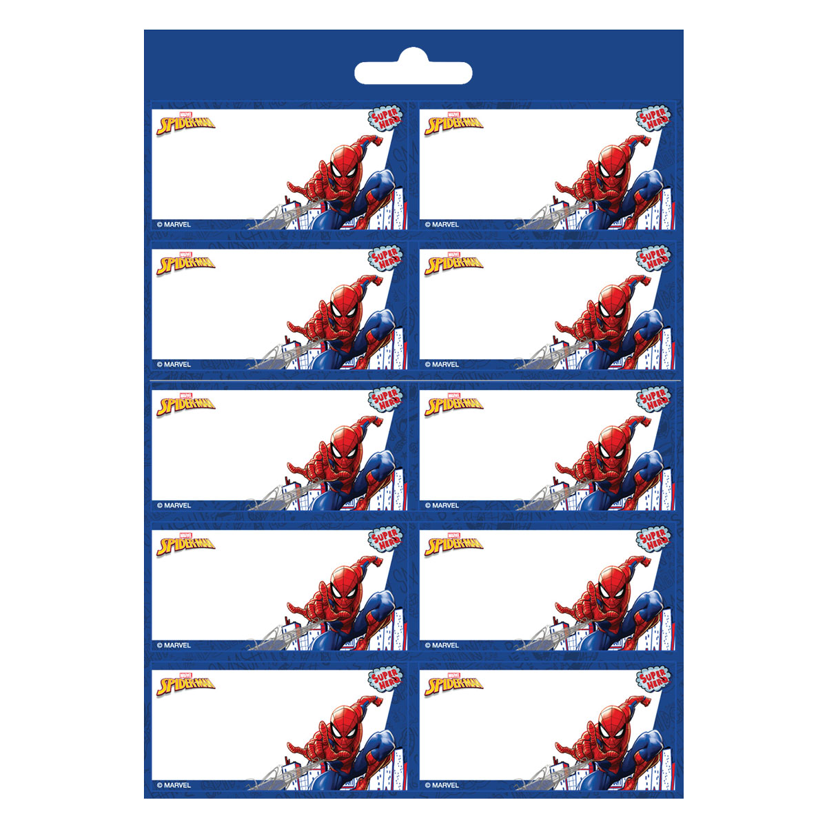 ETIQUETAS ESCOLARES SPIDER-MAN 20 UNIDADES 15X21CM