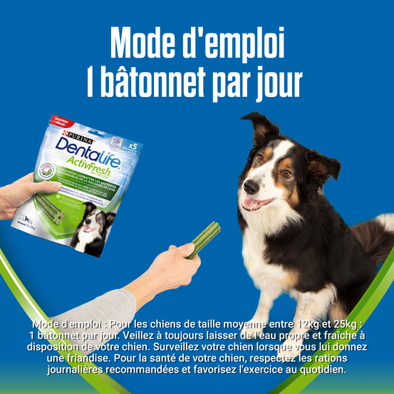 Dentalife ActivFresh Medium -Hygiène bucco-dentaire 115g - 5 Bâtonnets