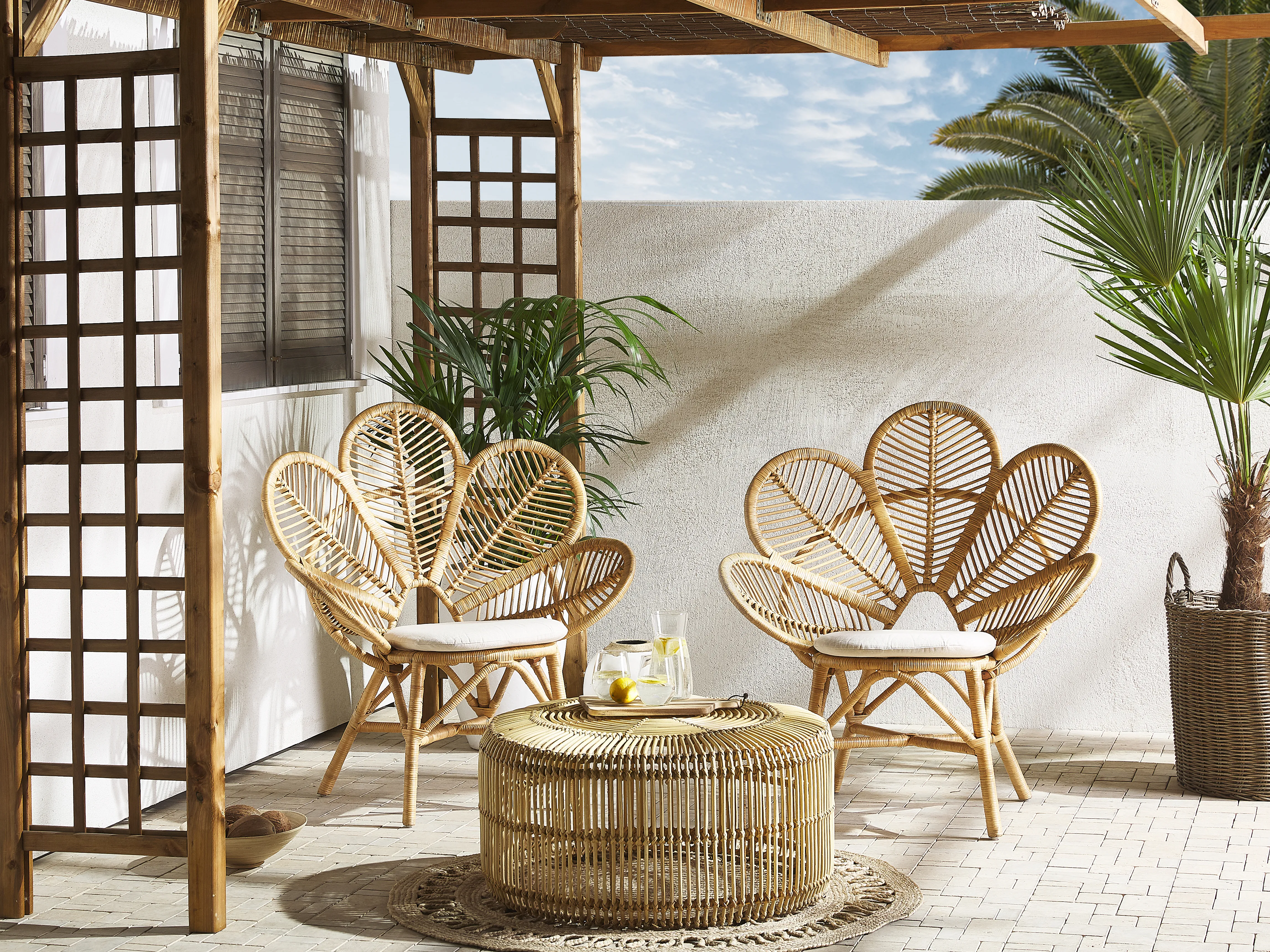Bistroset met kussens FLORENTINE / LIMNI Rotan Beige