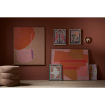 Muurdecoratie palmboom roze FSC Mix - l40xb50xh3cm