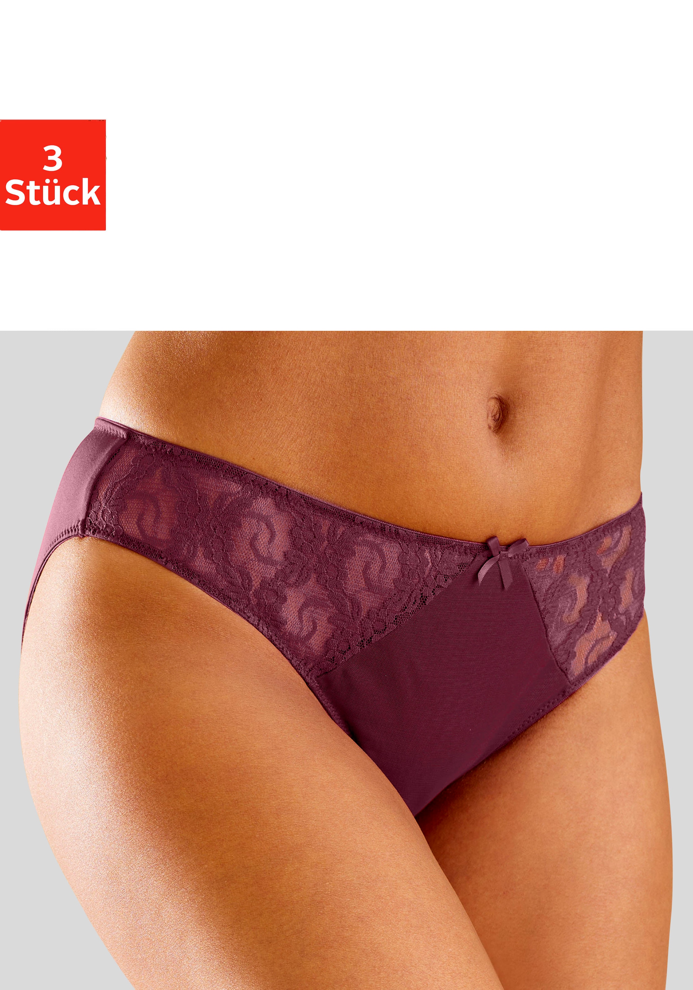 petite fleur Slip 3 Stk. tlg., mit hübschen Spitzeneinsätzen