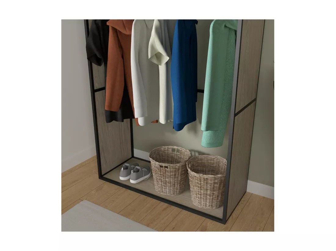 Portants vêtements en bois et métal noir OSLO - Lot de 2