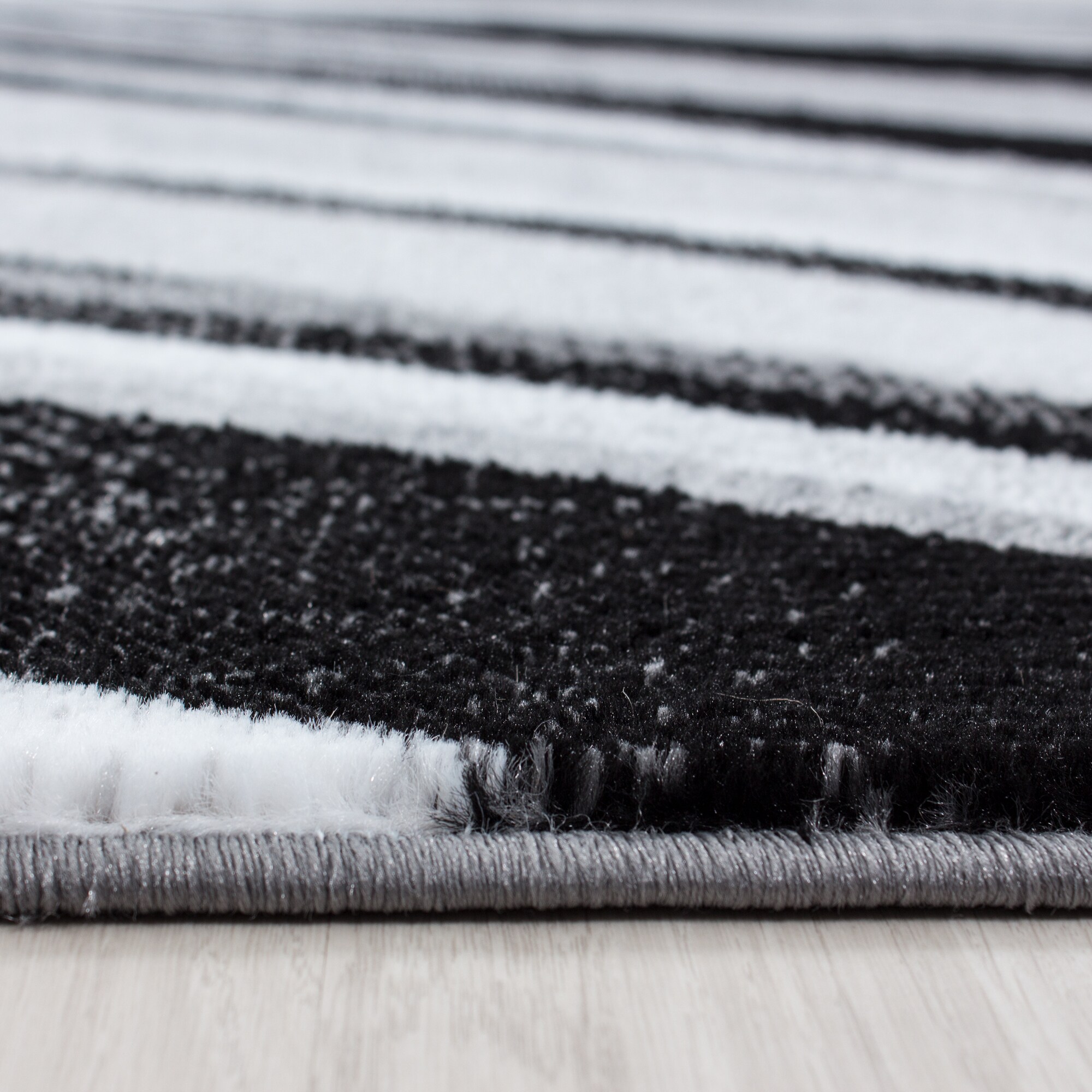 Wunderschöne Kurzflor Teppich modern Designer Wohnzimmer Wellen Muster