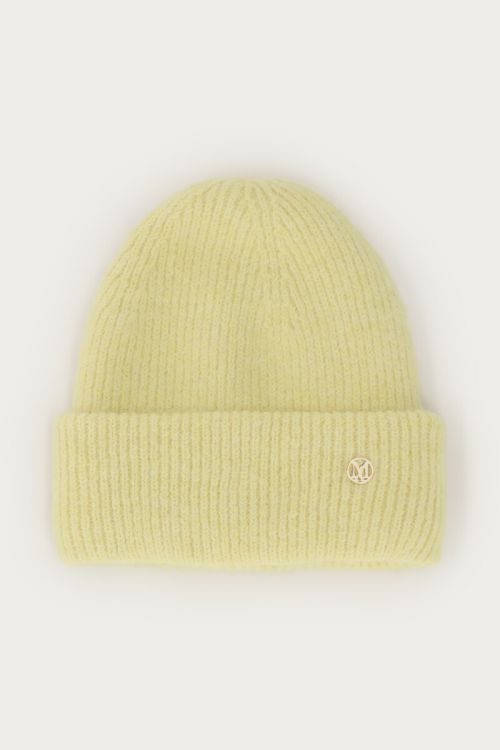 Lichtgeel gebreide beanie