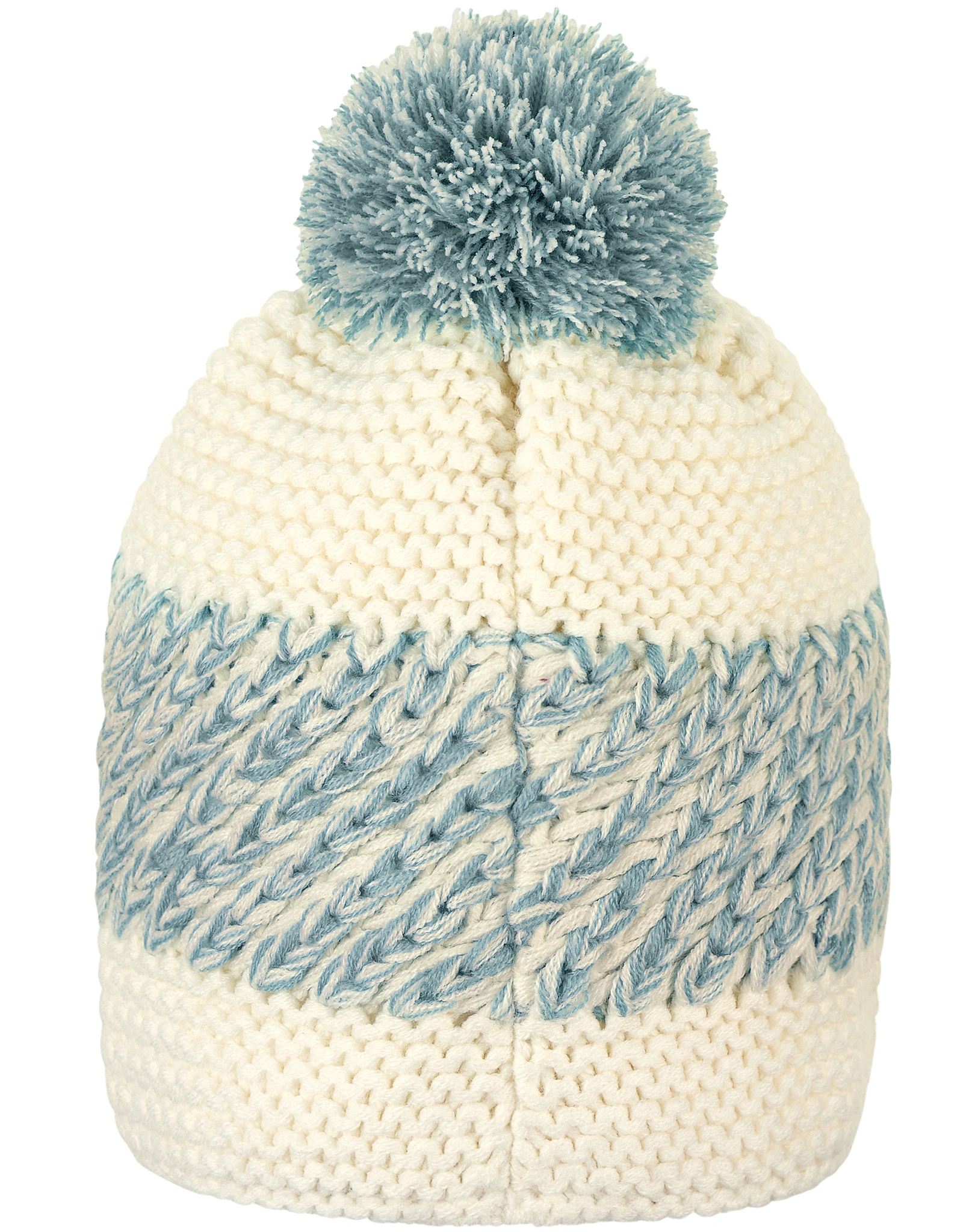 Strickmütze POMPON PATTERN gefüttert in ecru