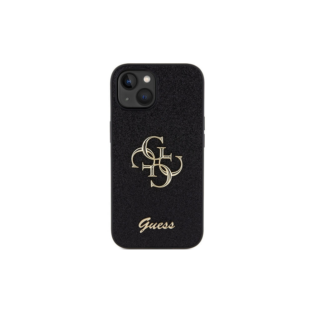 iPhone 15 Hardcase Hülle Big Glitter Script (GUHCP15SHG4SGK) - Schwarz / Transparent