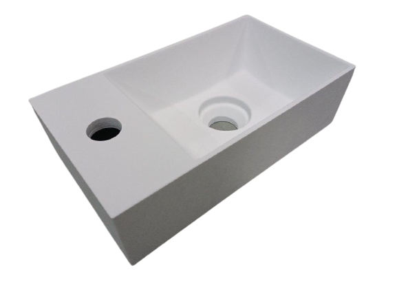 NJOY solid surface fontein 35.5x20cm mat wit inclusief clickwaste