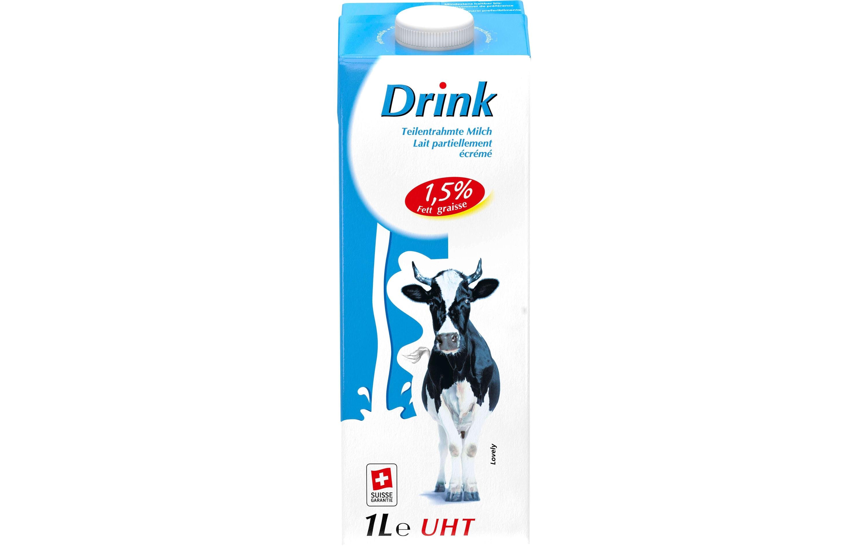 Lovely Milchdrink 1.5% UHT 6 x 1 lTeilentrahmte Milch aus der Schweiz