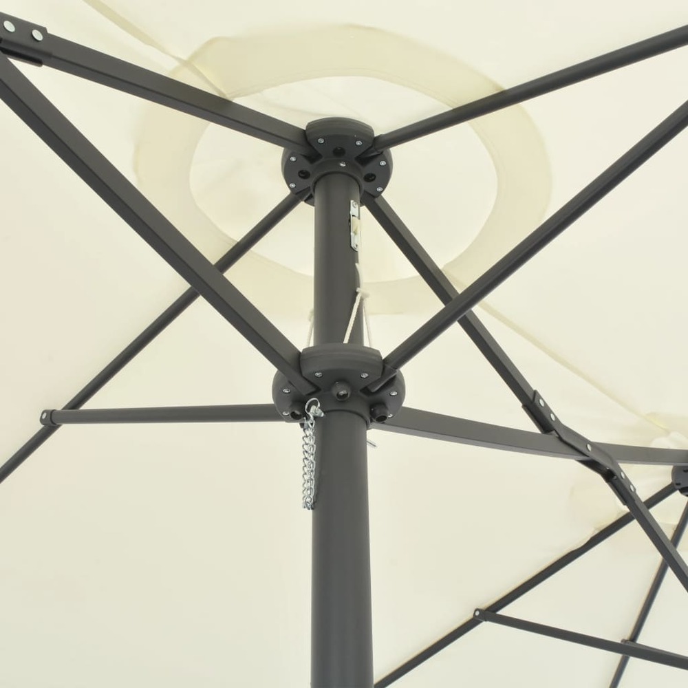 Parasol d'extérieur et poteau en aluminium 460 x 270 cm sable