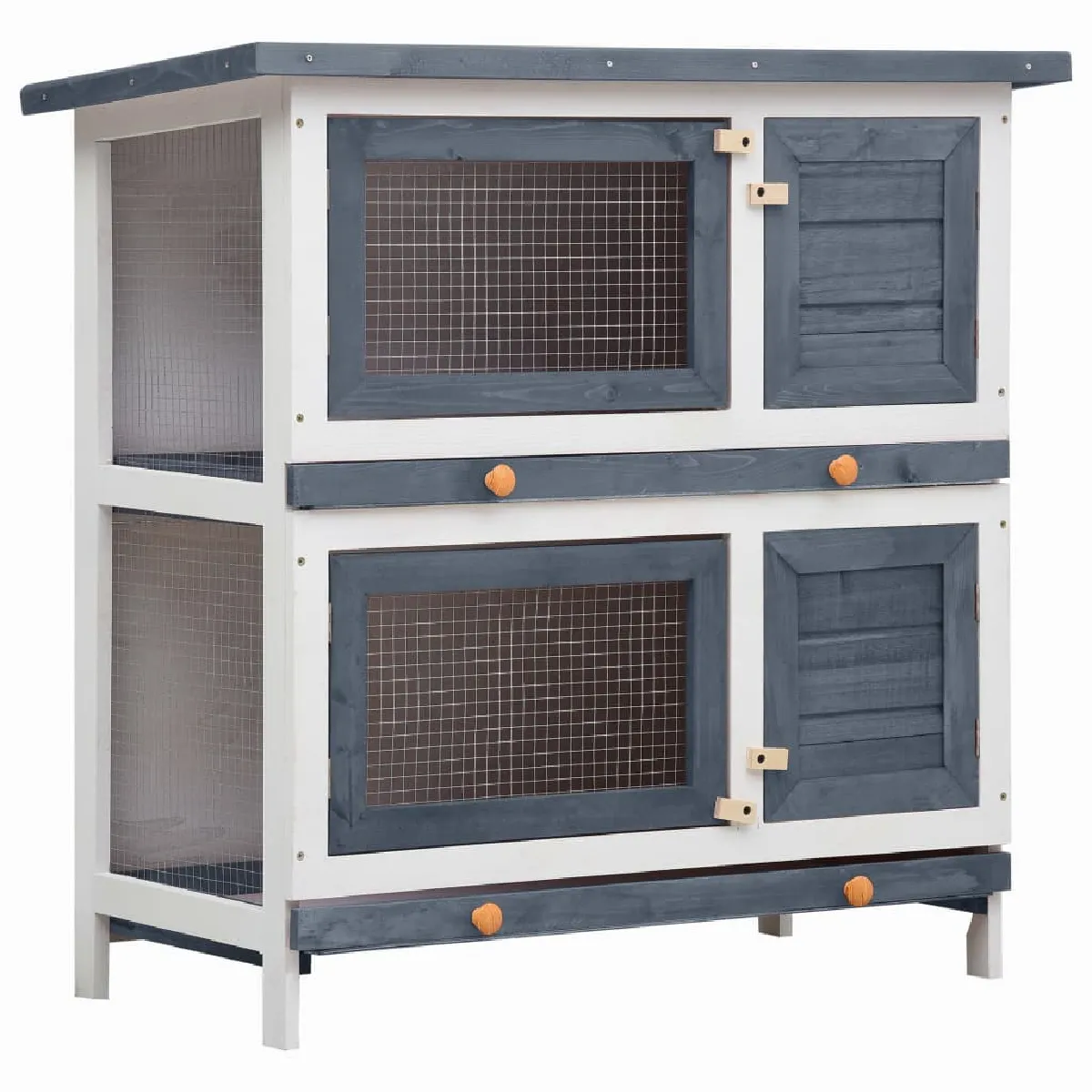 vidaXL Clapier Bois Gris 4 Portes