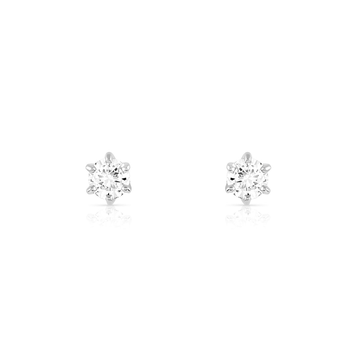 Boucles d'oreilles or 750 blanc diamants synthétiques 0.30 carat