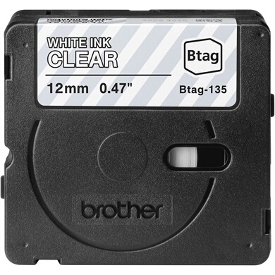 Etiqueteuse Brother Ruban d'étiquetage blanc sur transparent Btag-135 - 12 mm de large