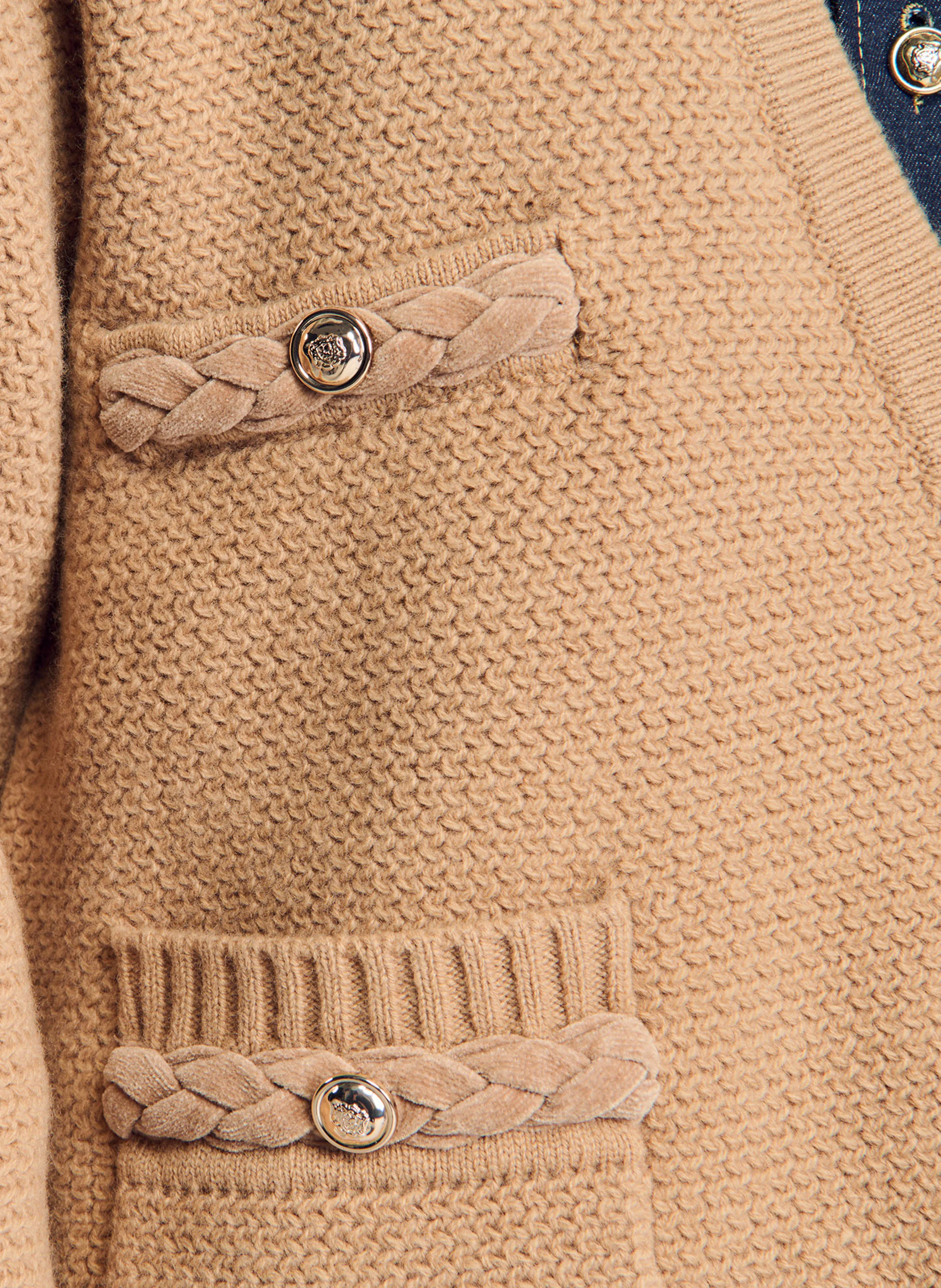 Cardigan ample col V en laine | Marron