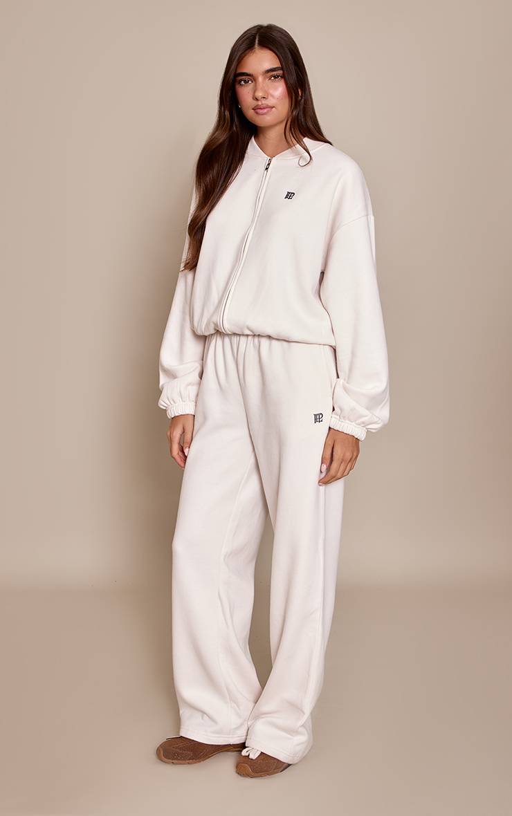 Crème Pantalon De Jogging Droit En Molleton De Coton Plt