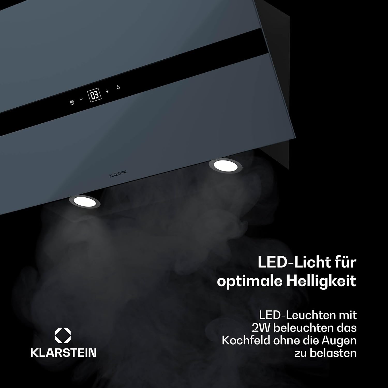 Klarstein WiFusion Dunstabzugshaube - 90 cm Abzugshaube, WLAN-Steuerung, 690 m³/h Luftstrom, A++ Energieeffizienz, LED Beleuchtung, Touch-Bedienfeld, Schwarz, Abluft & Kohlefilter