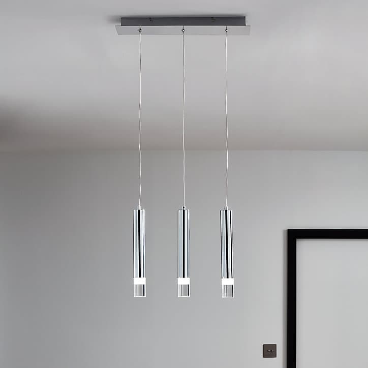Suspension Rossak 3 lampes LED intégrée argent