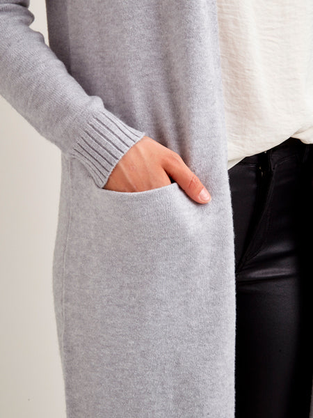 Vila  Viril lang strikket cardigan - Light Grey melange