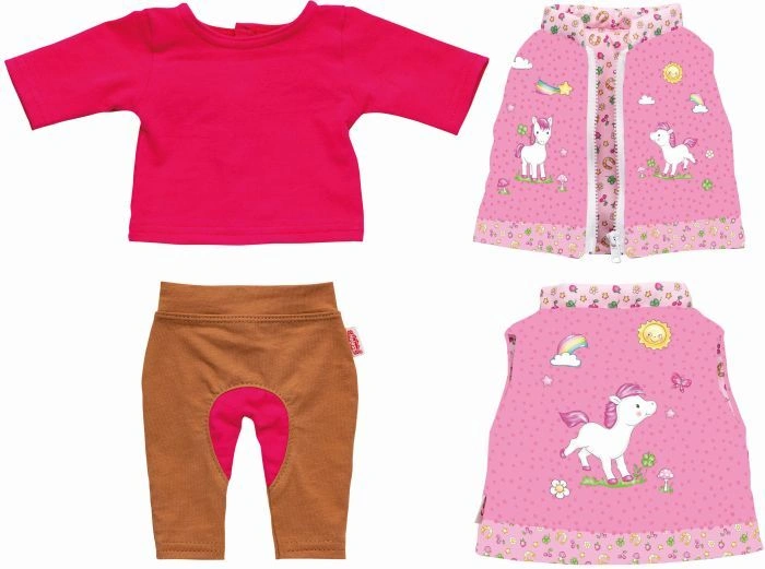 Puppenkleidung REITERIN LINA (28-35cm) 3-teilig in rosa/braun