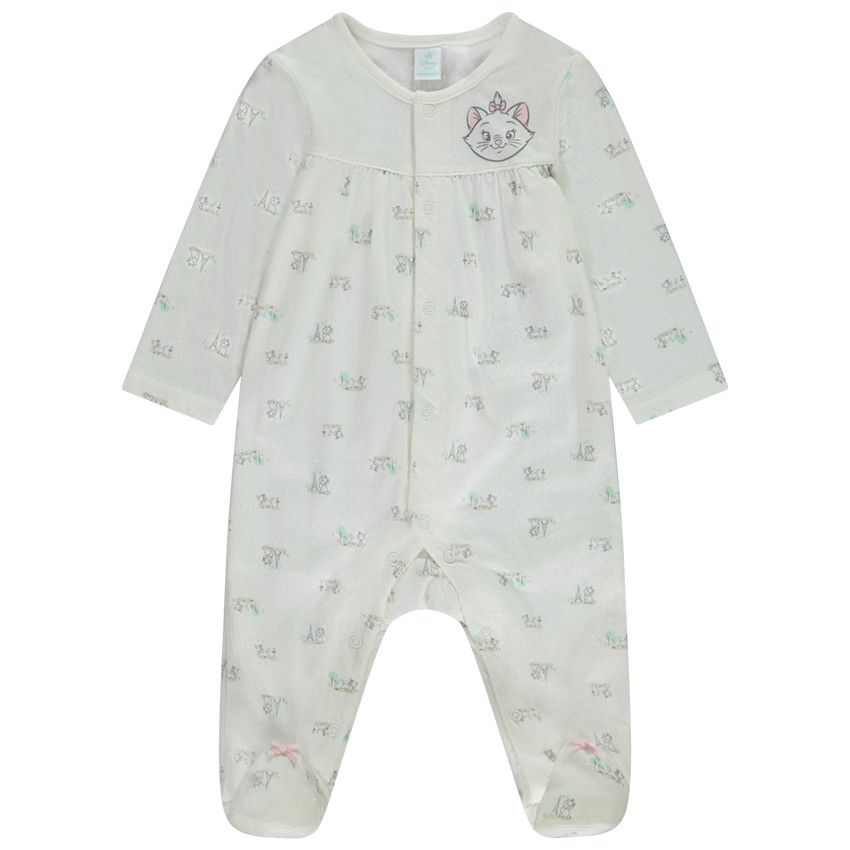 Dors-bien en maille pointel imprimé Marie Disney pour bébé fille - Ecru